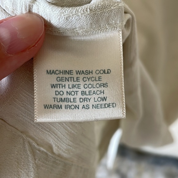 Island Shores 100% Silk Men’s Button Down Shirt L Hawaiian Neutral Cream Casual - Picture 7 of 12